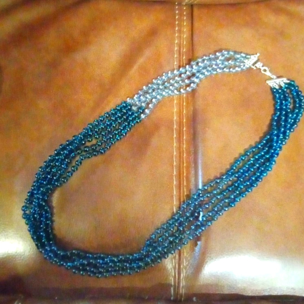 Vintage 5 strand long glass bead necklace